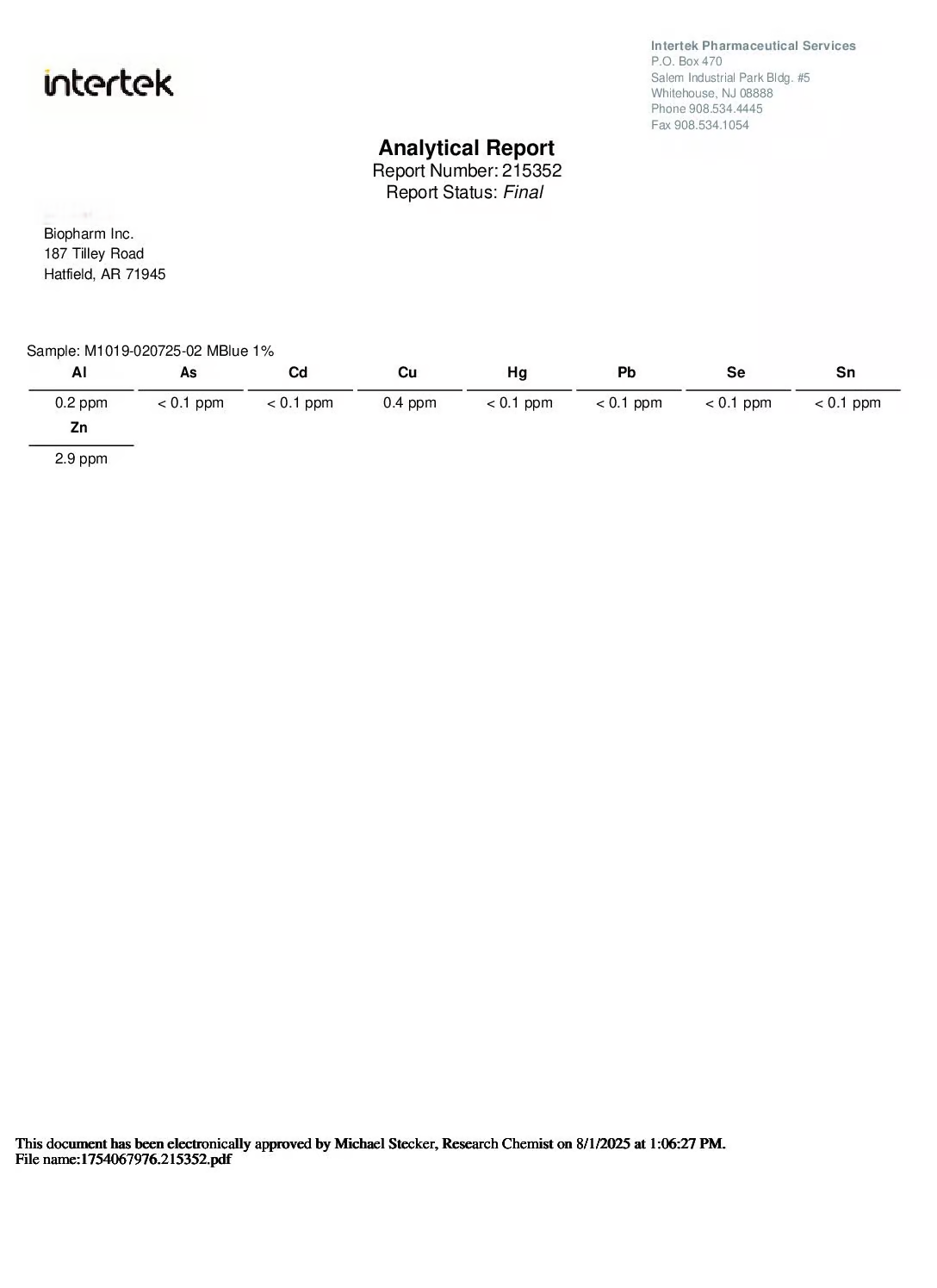 Methylene Blue 1%, USP (Pharmaceutical) Grade